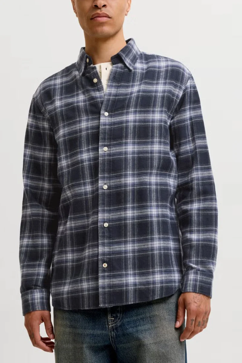Риза Jjefield Check 12298946 19-3923 TCX navy blazer — снимка 2