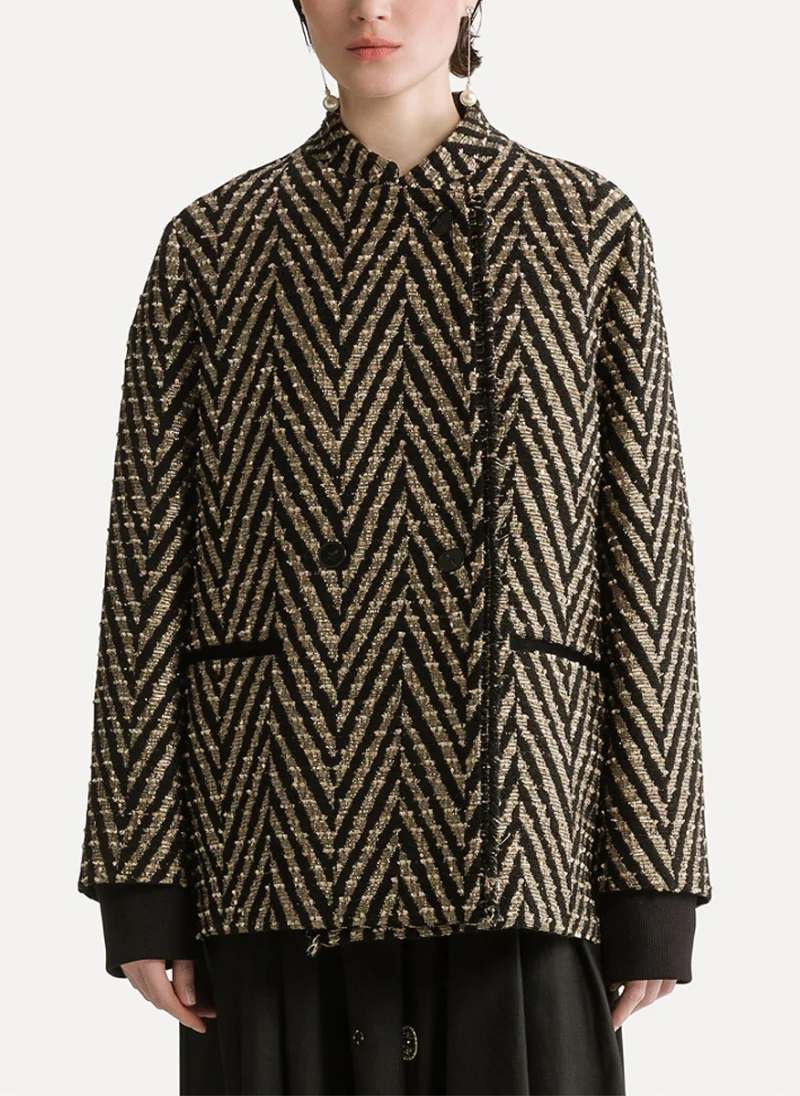 Палто със 'sparkling' мотив 'Oversized fit' forte_forte — снимка 2