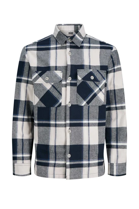 Риза Jprrayle Melange Check L/S Overshirt 12286804 19-4013 TCX dark navy