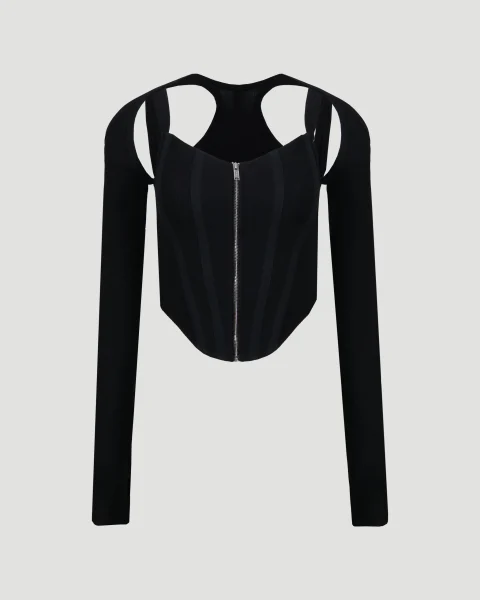 Shift Loop Corset Top in Black