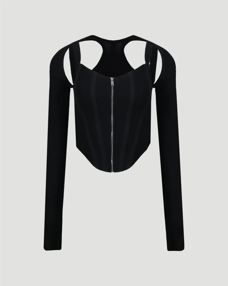 Shift Loop Corset Top in Black