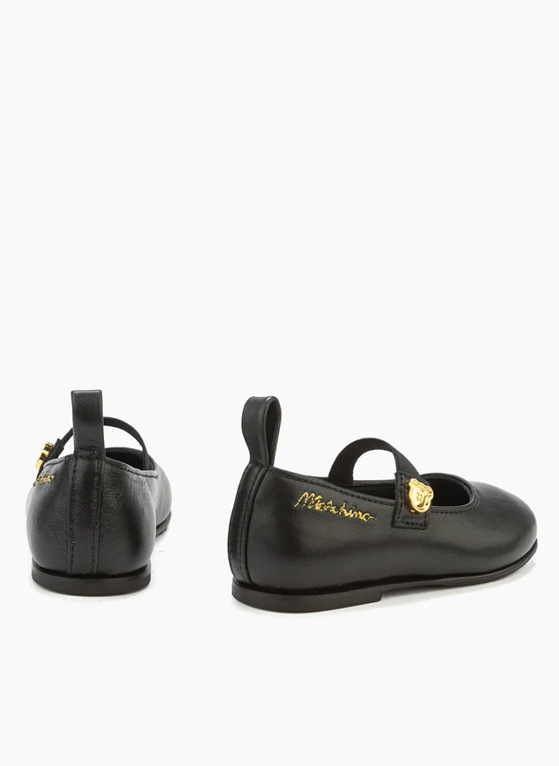 Кожени балеринки с метален детайл Moschino Kids — снимка 3