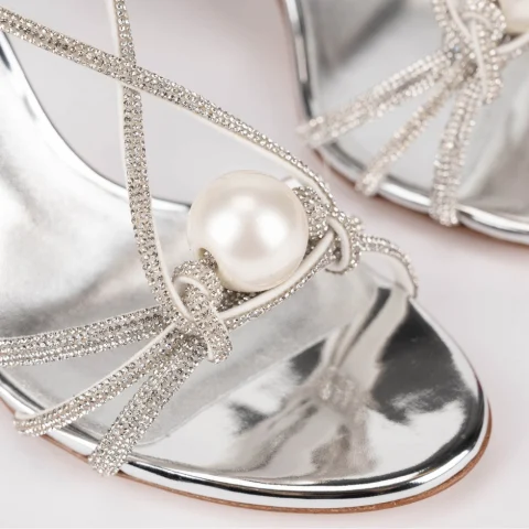 Дамски сребърни сандали Casadei — снимка 8