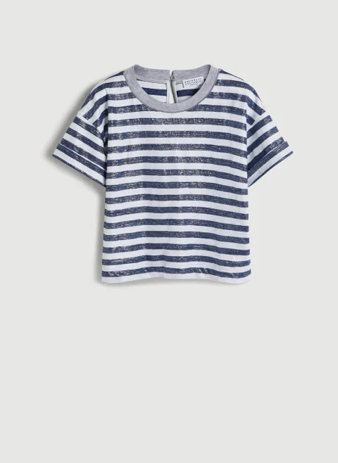 Тишърт от лен с монили Brunello Cucinelli Kids 4-6