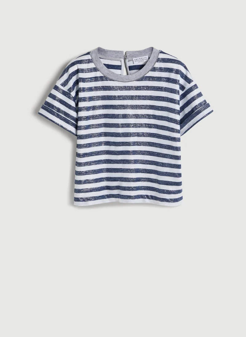 Тишърт от лен с монили Brunello Cucinelli Kids 4-6