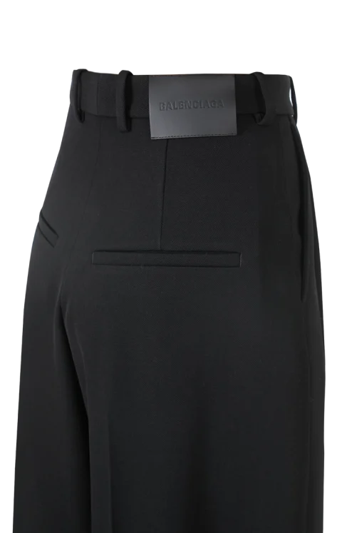 Wool Twill Wide-Leg Pants in Black — снимка 2