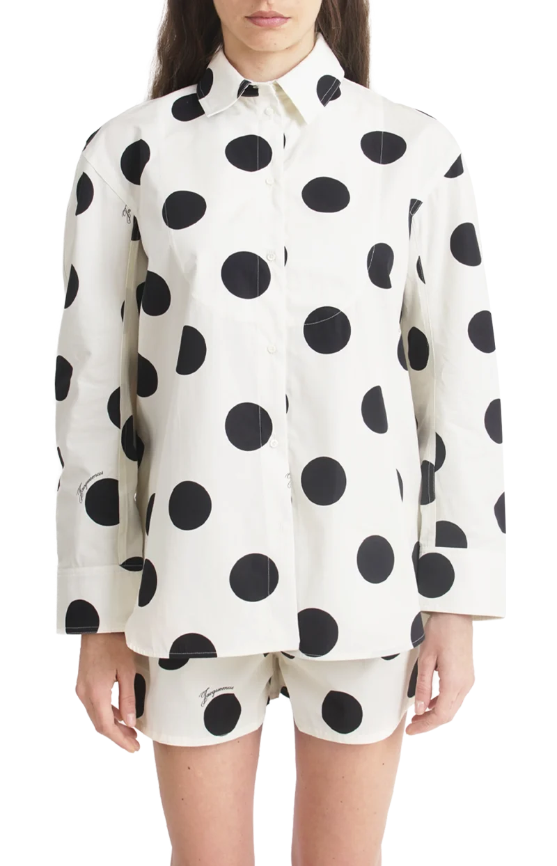 Polka Dot Oversized Shirt in White — снимка 2
