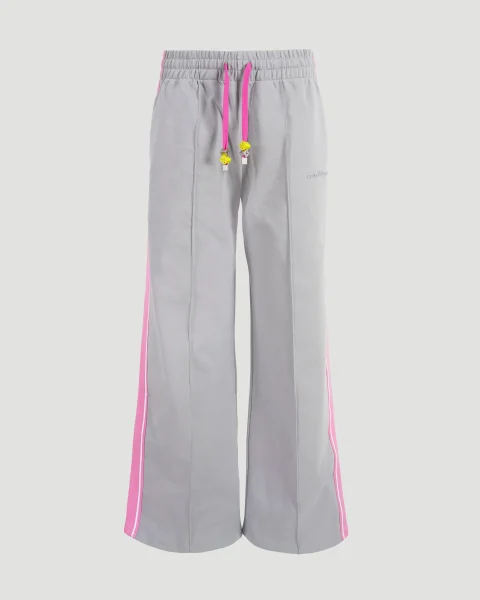 Striped Pintuck Stretch Cotton Pants