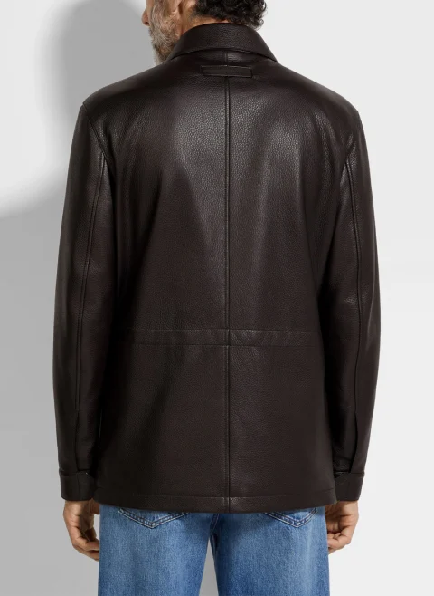 Яке от естествена кожа Zegna — снимка 2