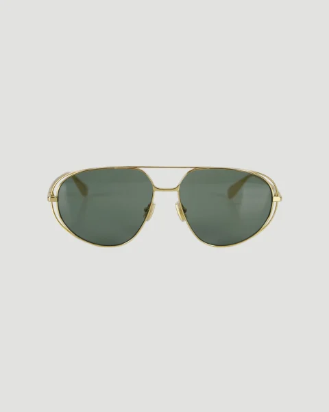 Classic Aviator Sunglasses in Gold and Green