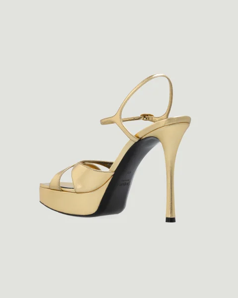 Debbie Platform Sandals in Metallic Leather — снимка 3