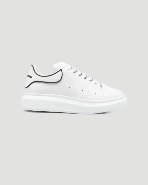 Men's Oversized Sneakers in White with Black Rubber Heel