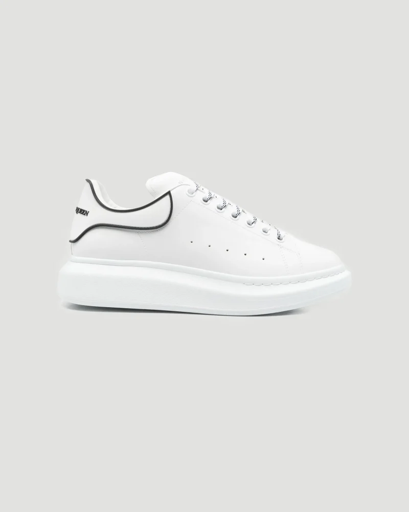Men's Oversized Sneakers in White with Black Rubber Heel