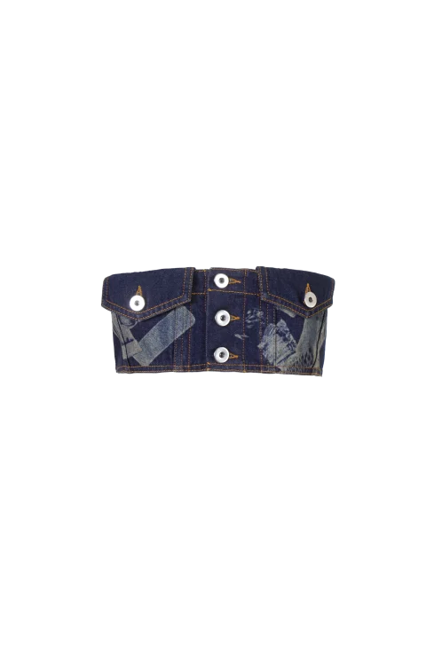 Trompe-L'œil Denim Bandeau Top