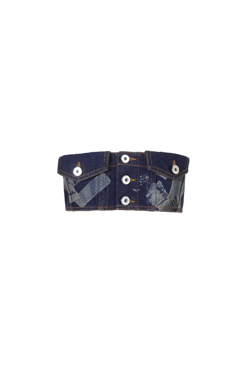 Trompe-L'œil Denim Bandeau Top