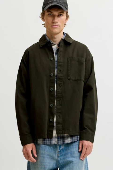 Риза Jjearchive Twill Overshirt 12298582 19-0509 TCX rosin — снимка 2