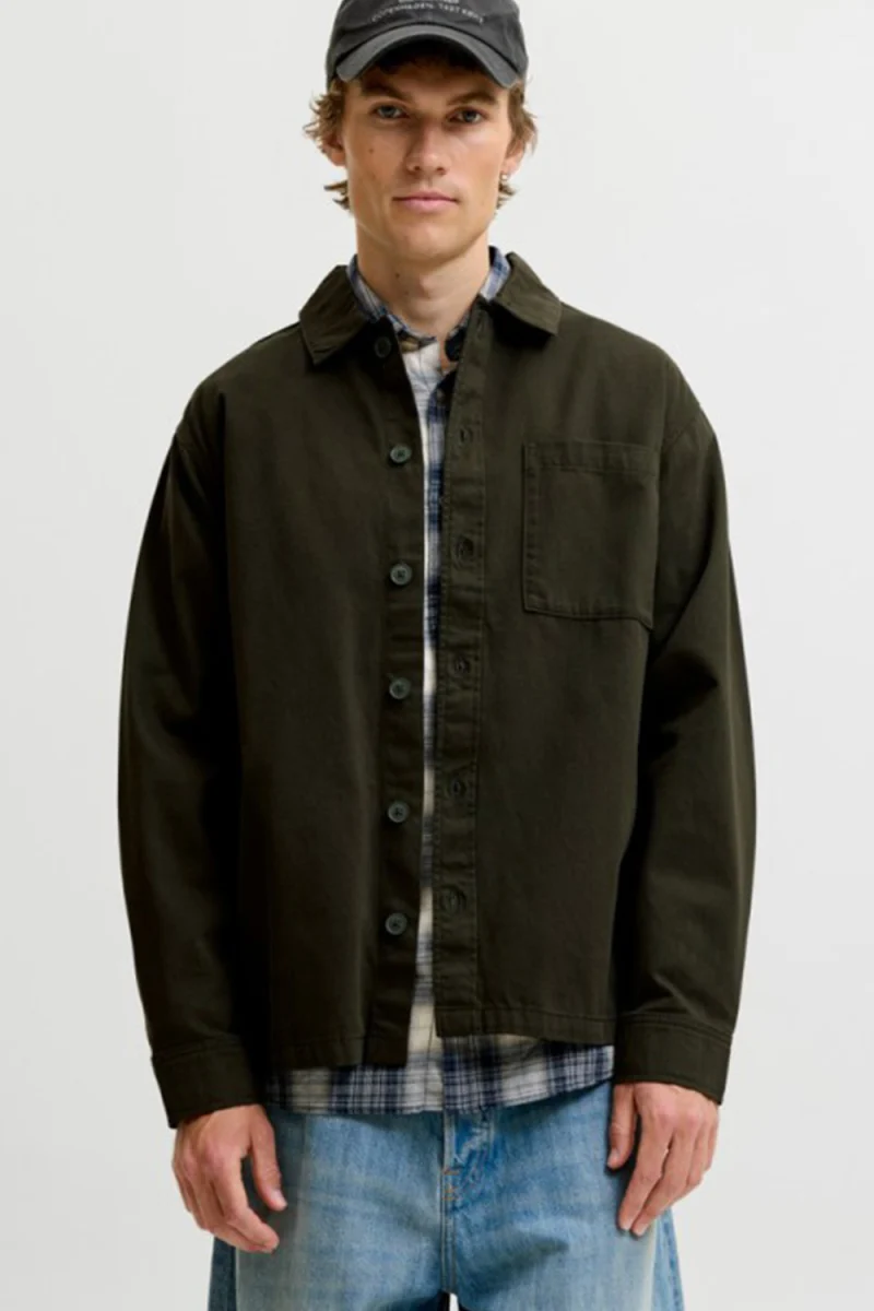 Риза Jjearchive Twill Overshirt 12298582 19-0509 TCX rosin — снимка 2