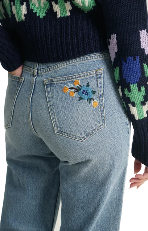 Wide-Leg Jeans in Light Blue Denim — снимка 3