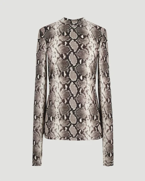 Snake Print Long-Sleeved Top