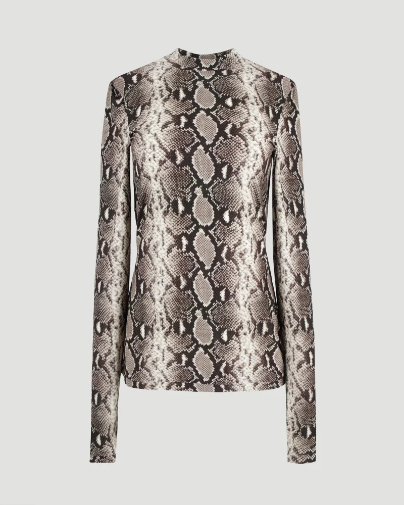 Snake Print Long-Sleeved Top