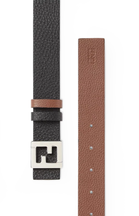 FF Reversible Belt in Black and Dark Brown Leather — снимка 3