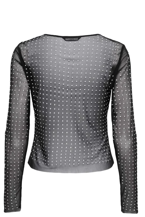 Top Onlhilen Ls Rhinestone Mesh 15358317 C-N10 black/rhinestones — снимка 2
