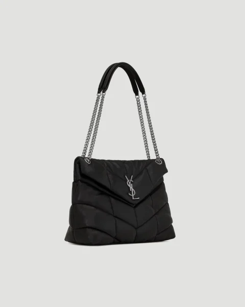 Puffer Medium in Black Lambskin with Silver-Tone Hardware — снимка 2