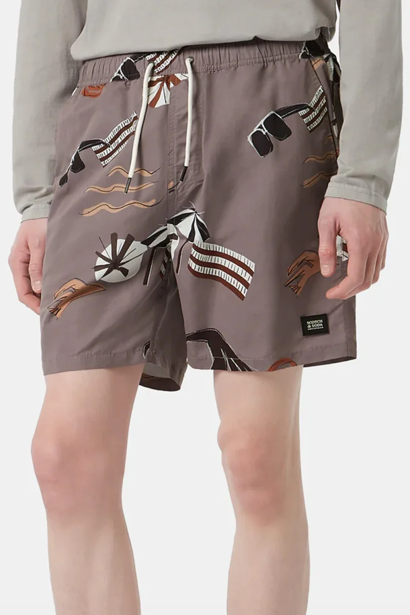 Бански Printed Mid-Length Swimshort 180380 SC210 vuur island stripe aop — снимка 2
