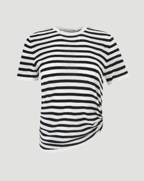 Stripe Knit Ruched Orbit Tee
