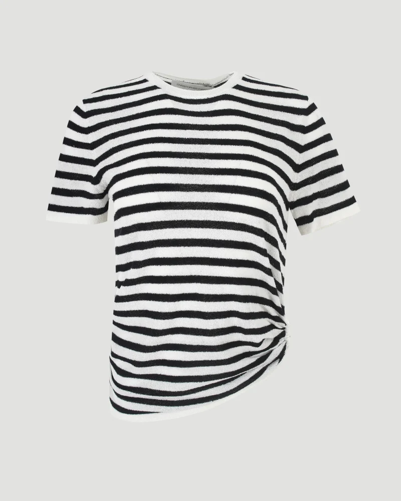Stripe Knit Ruched Orbit Tee