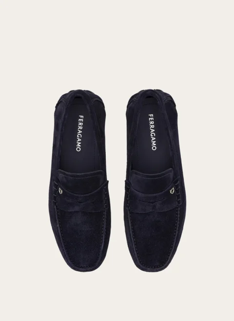 Велурени мокасини с орнамент 'Gancini' Ferragamo — снимка 3