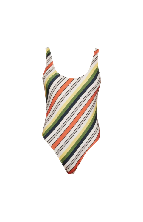 Printed Retro Stripe Swimsuit in Multicolor