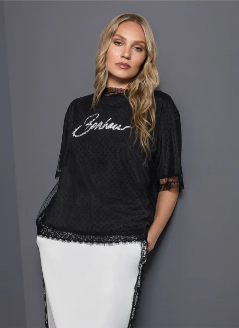 Тишърт с тюл 'Polka dot' Marc Cain Sports — снимка 7