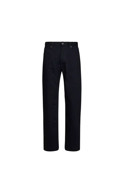 Cotton Denim Straight-Leg Jeans in Dark Indigo