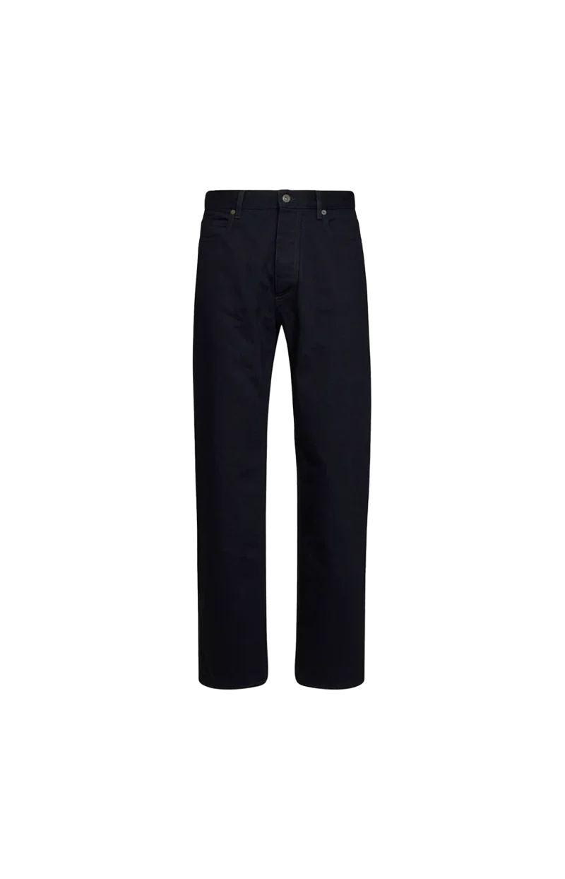 Cotton Denim Straight-Leg Jeans in Dark Indigo