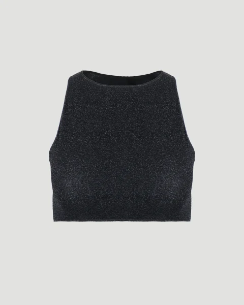 Black Crop Top in Lurex