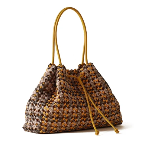 Дамска жълта чанта La Nido Shopping Bag BORBONESE — снимка 5