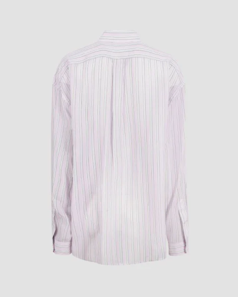 Oversized Silk Chiffon Shirt in Pink and Mauve — снимка 2