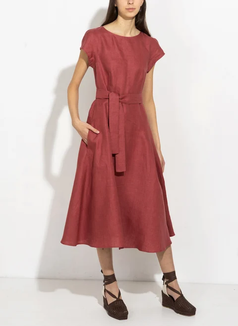 Миди рокля от 100% лен Weekend Max Mara Wkdesordio — снимка 11