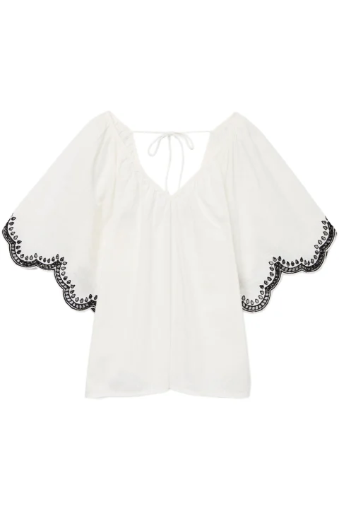 Top Vmdiana 2/4 V-Neck Wvn Btq 10329098 11-0602 TCX snow white