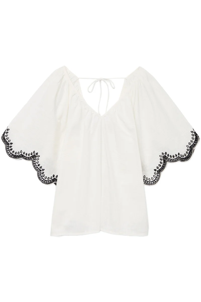 Top Vmdiana 2/4 V-Neck Wvn Btq 10329098 11-0602 TCX snow white