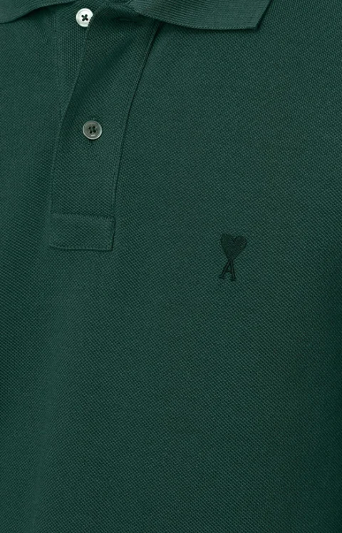 Green Cotton Polo with Ami de Coeur — снимка 2