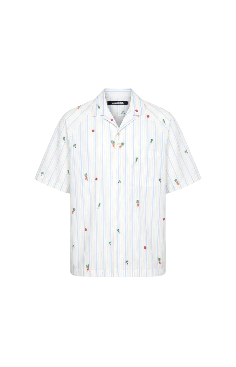 La Chemise Romarin Embroidered Striped Cotton-Poplin Shirt