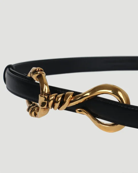 Hook Embellished Leather Belt — снимка 3