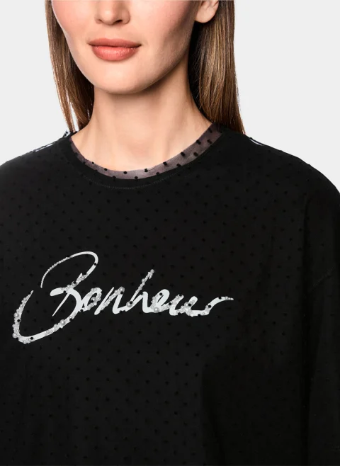 Тишърт с тюл 'Polka dot' Marc Cain Sports — снимка 4