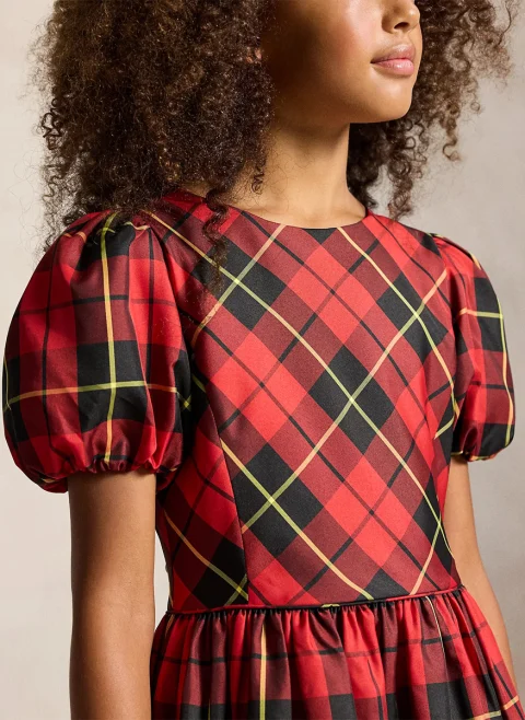 Карирана рокля от тафта Ralph Lauren Kids 7-16 — снимка 3