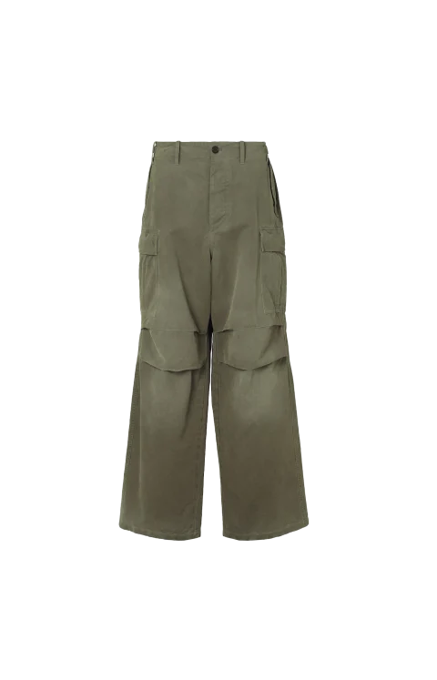 Doppio Punto Cotton Cargo Trousers in Green
