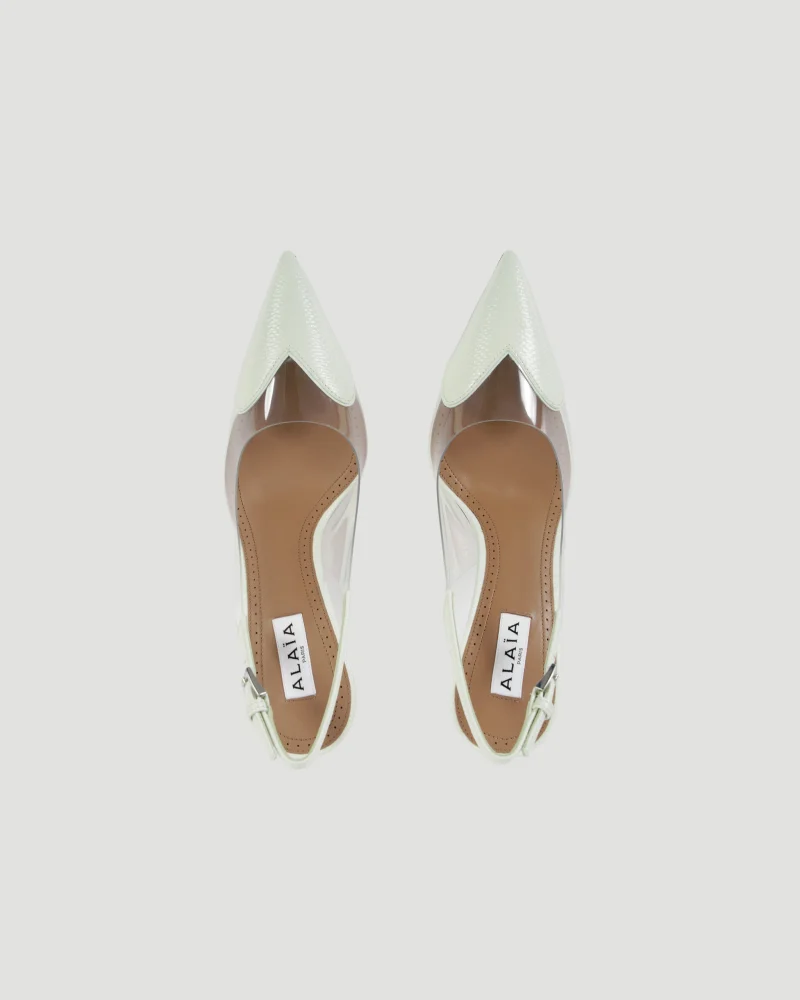 Le Coeur Slingbacks in Green Patent Leather — снимка 4