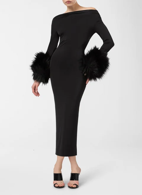 Рокля с 'faux fur' детайли 'Tyla' The Andamane