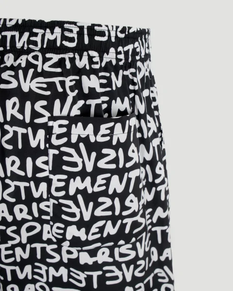 Graffiti Monogram Poplin Shorts in Black and White — снимка 3